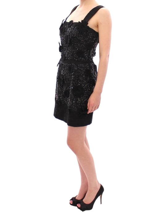 Vestido Mini Embellecido Negro Con Perlas - Image 2