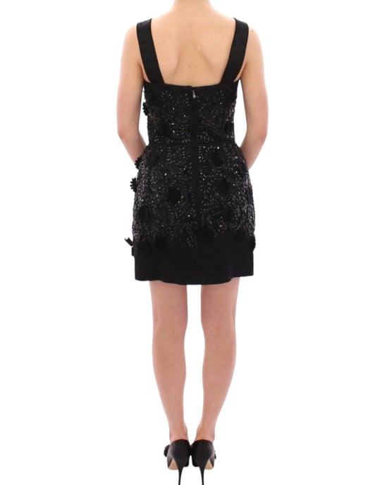 Vestido Mini Embellecido Negro Con Perlas - Image 3
