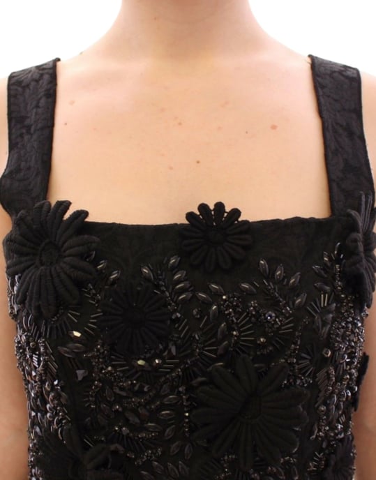 Vestido Mini Embellecido Negro Con Perlas - Image 4