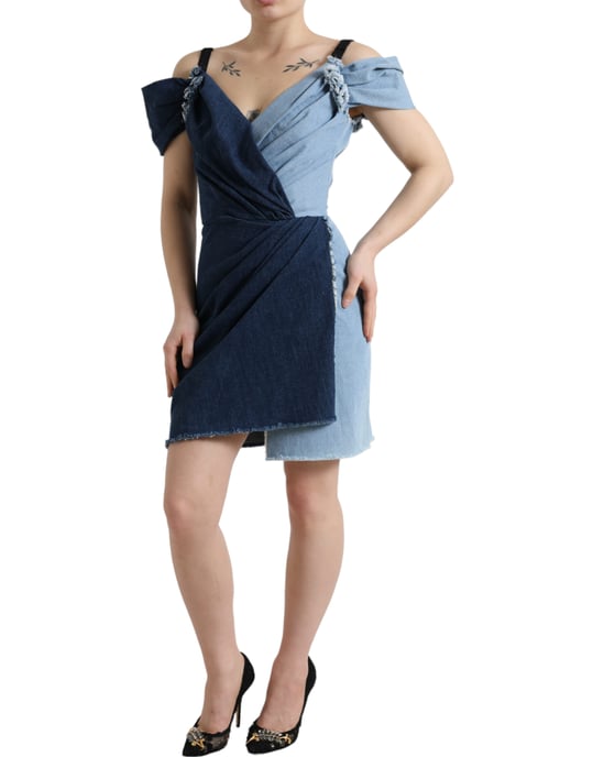 Vestido Mini de Mezclilla Bicolor - Image 3