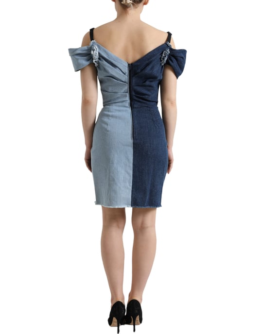 Vestido Mini de Mezclilla Bicolor - Image 4