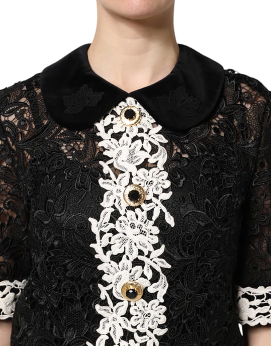 Vestido Mini de Encaje con Adornos Florales - Image 5