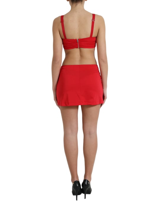 Vestido Mini Recortado Rojo - Image 3
