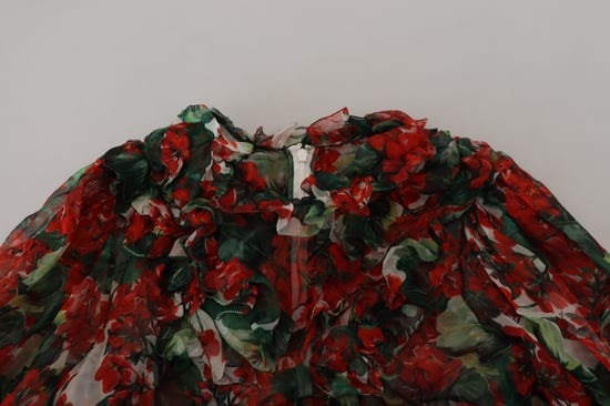 Vestido Mini Estampado Floral en Rojo y Verde Geranio - Image 5