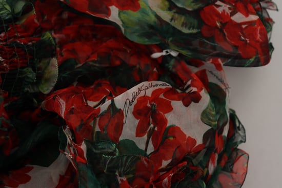 Vestido Mini Estampado Floral en Rojo y Verde Geranio - Image 6