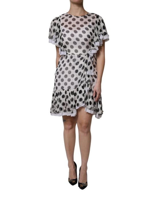 Vestido Mini de Lunares con Volantes y Encaje - Image 2
