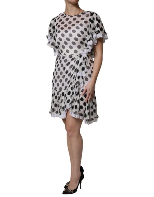 Vestido Mini de Lunares con Volantes y Encaje - Image 3