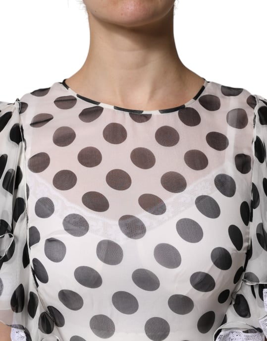 Vestido Mini de Lunares con Volantes y Encaje - Image 6
