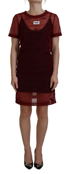 Vestido Mini de Malla Burdeos - Image 1