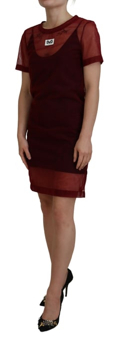 Vestido Mini de Malla Burdeos - Image 2