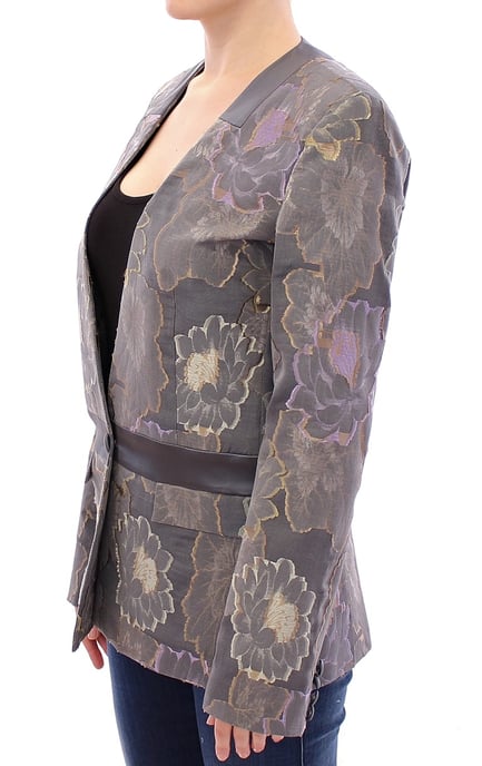 Blazer de Brocado Floral con Mangas Largas y Escote en V - Image 2