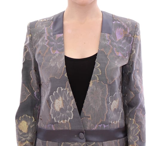Blazer de Brocado Floral con Mangas Largas y Escote en V - Image 4