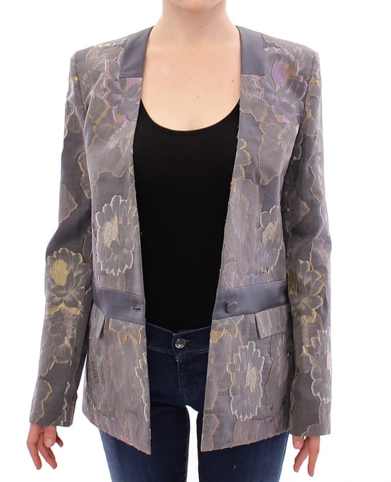Blazer de Brocado Floral con Mangas Largas y Escote en V - Image 5