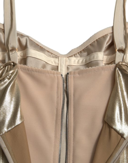 Vestido de Noche Dorado Sin Mangas con Escote en V - Image 6