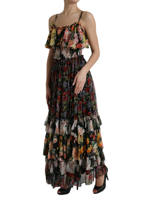 Vestido Maxi de Impresión Floral con Volantes en Capas - Image 2