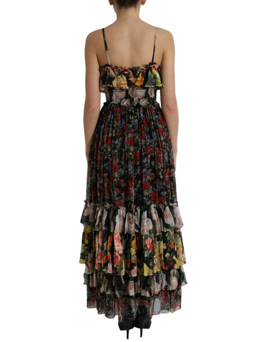 Vestido Maxi de Impresión Floral con Volantes en Capas - Image 3