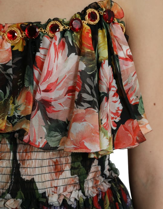 Vestido Maxi de Impresión Floral con Volantes en Capas - Image 5