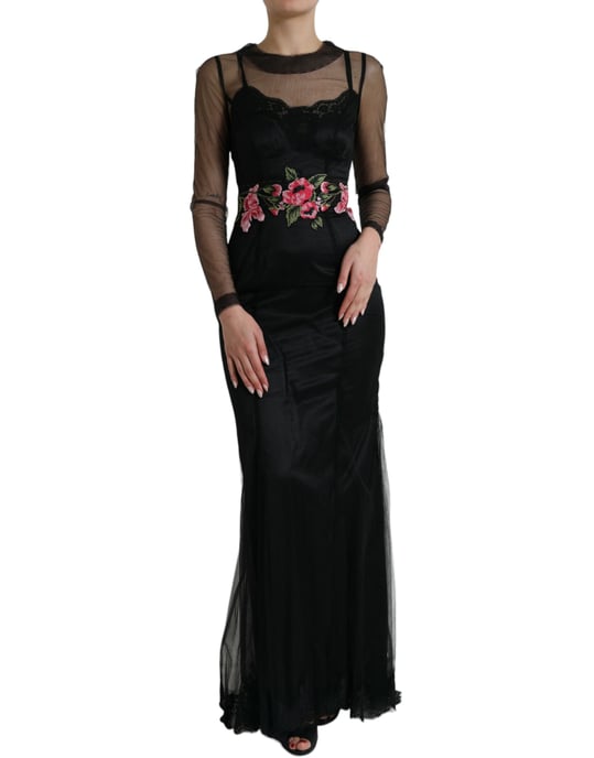 Vestido Largo Bordado Floral - Image 1