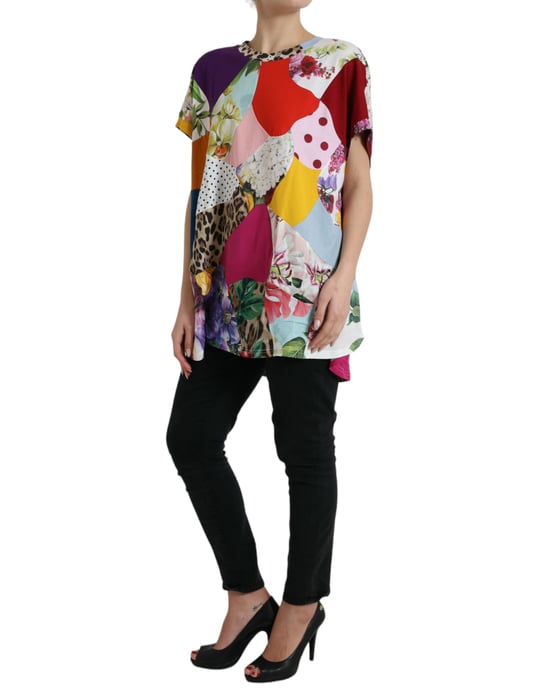 Camiseta de Seda Patchwork Multicolor - Image 2