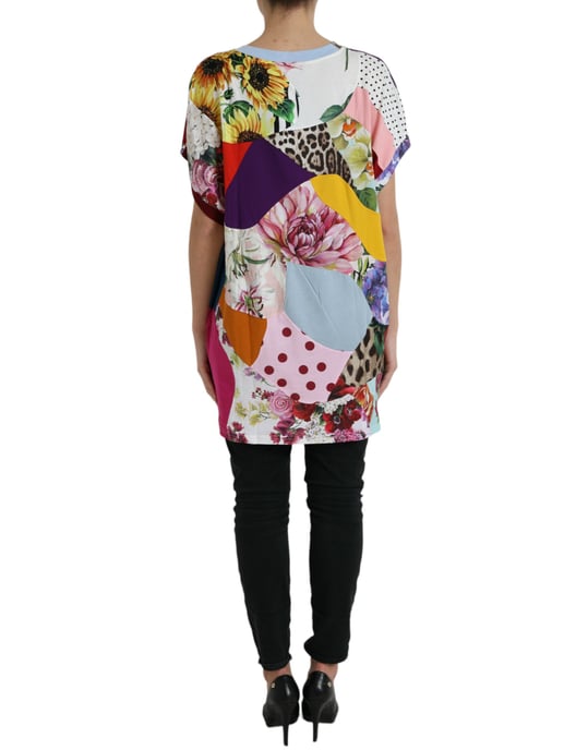 Camiseta de Seda Patchwork Multicolor - Image 3