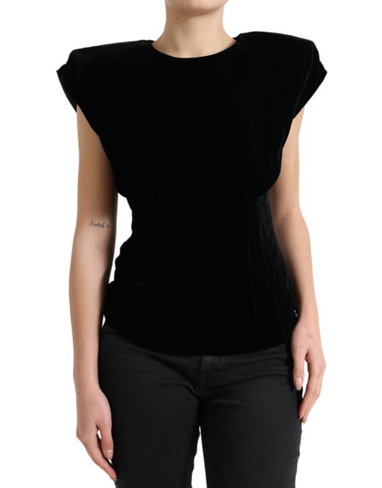 Top de hombros acolchados de terciopelo - Image 1