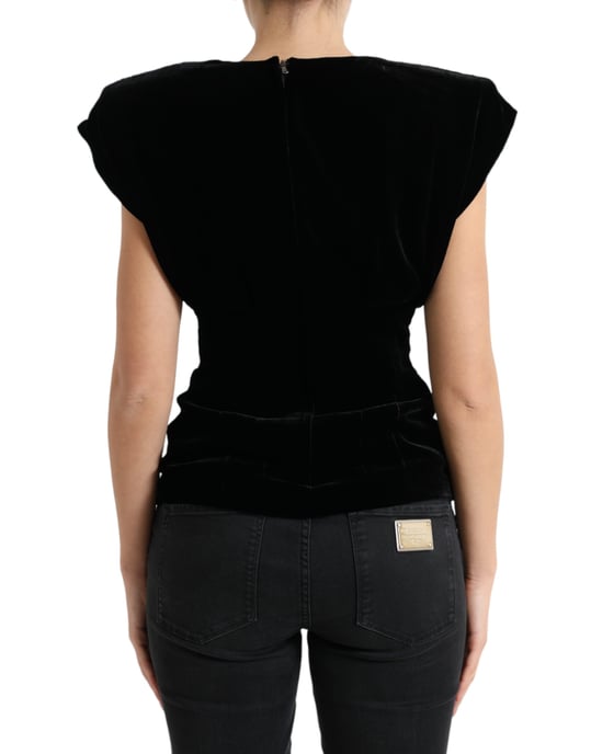 Top de hombros acolchados de terciopelo - Image 3
