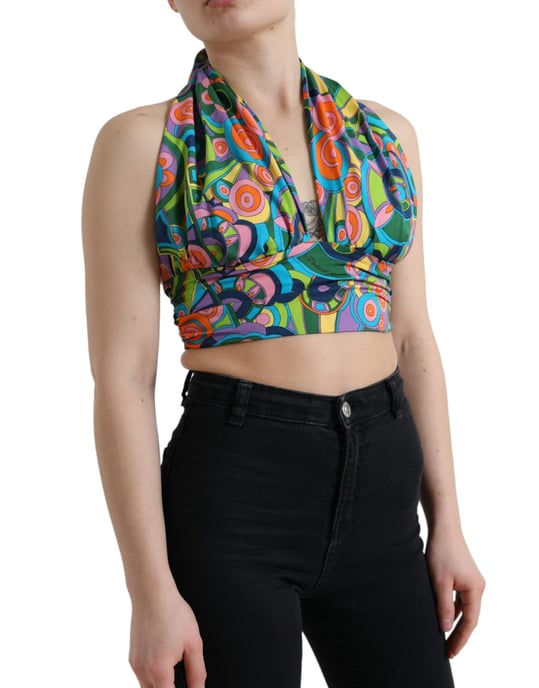 Top Corto de Cuello Halter con Estampado Abstracto - Image 2