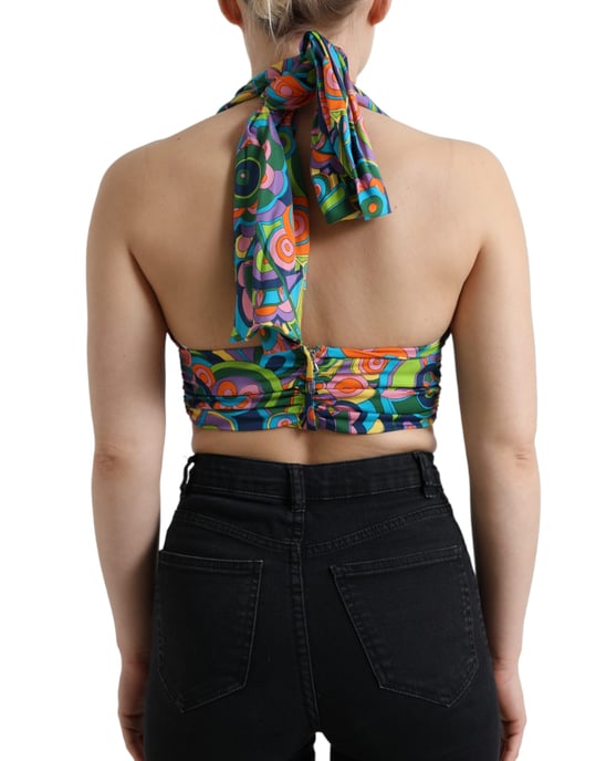 Top Corto de Cuello Halter con Estampado Abstracto - Image 3