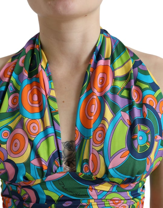 Top Corto de Cuello Halter con Estampado Abstracto - Image 4