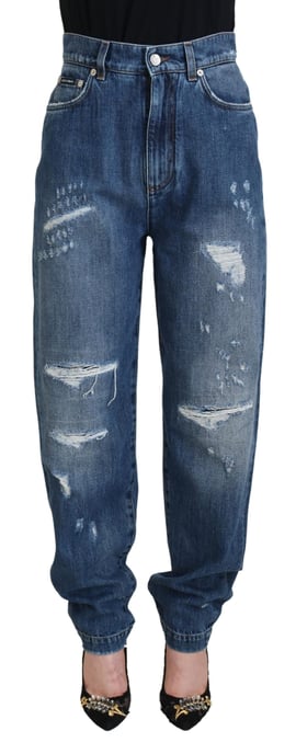 Jeans de mezclilla desgastados con rotos - Image 1