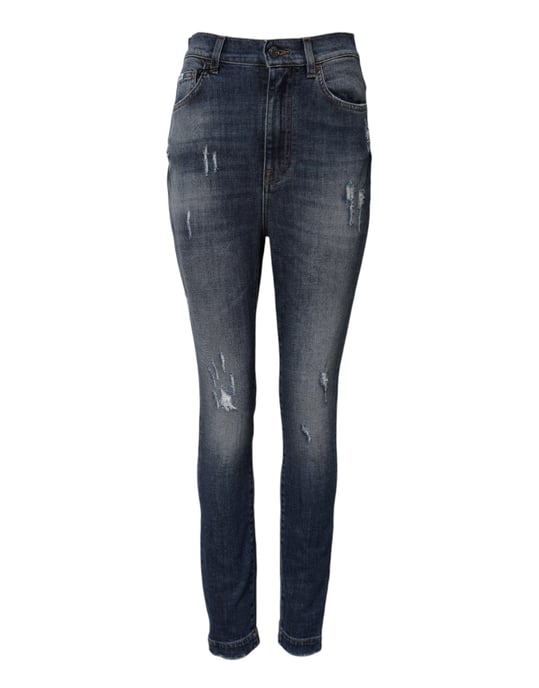 Jeans Skinny Desgastados con Desgarros - Image 1