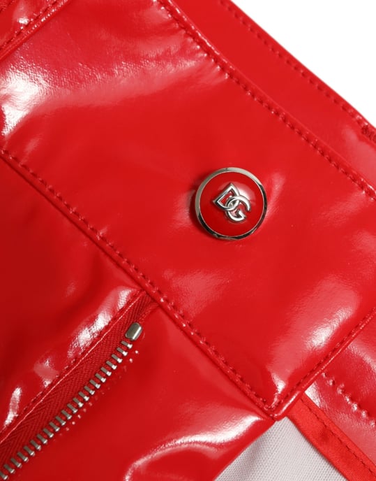Pantalones de vinilo rojos de tiro alto - Image 6