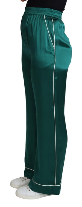 Pantalones de seda satinada Dolce Gabbana verde esmeralda - Image 2