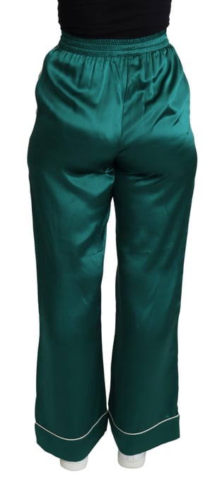 Pantalones de seda satinada Dolce Gabbana verde esmeralda - Image 3
