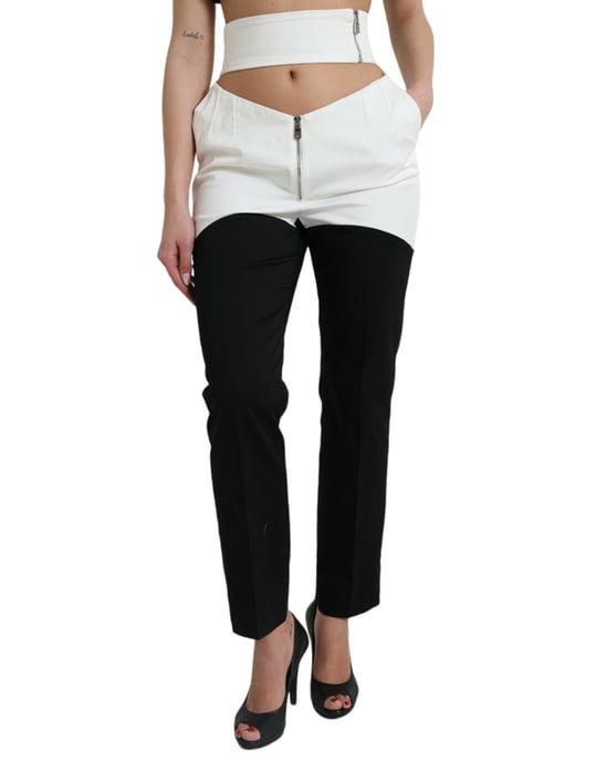 Pantalones Diseñadores Bicolor Ajustados con Cremallera - Image 1