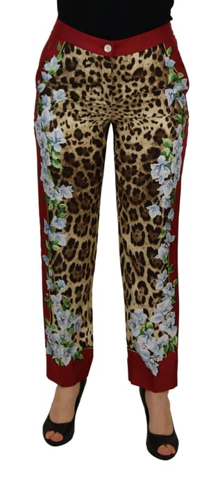 Pantalones de Imprenta de Leopardo con Panel Lateral Floral - Image 1