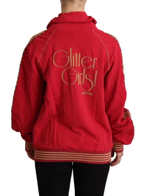 Sudadera con capucha roja y cuello alto con cremallera - Image 3
