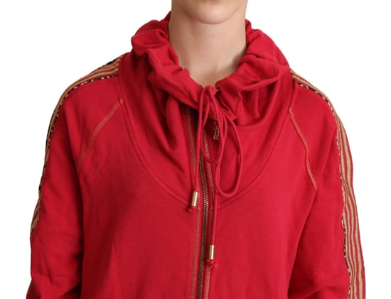 Sudadera con capucha roja y cuello alto con cremallera - Image 4