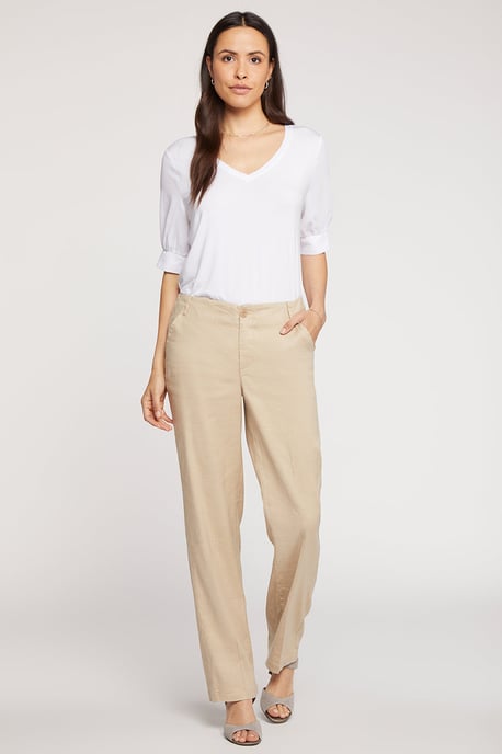 Pantalón Marilyn Beige Lino Elástico | Pajilla - Image 3
