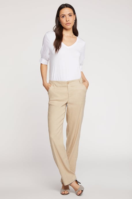 Pantalón Marilyn Beige Lino Elástico | Pajilla - Image 4