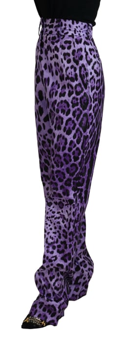Pantalones de estampado de leopardo púrpura ajuste relajado - Image 2