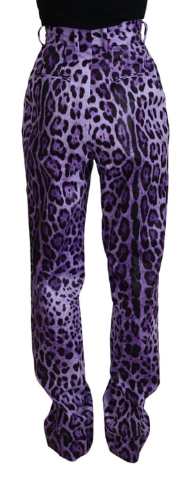 Pantalones de estampado de leopardo púrpura ajuste relajado - Image 3