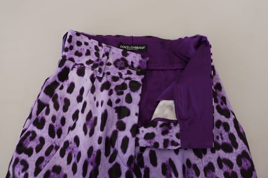 Pantalones de estampado de leopardo púrpura ajuste relajado - Image 4