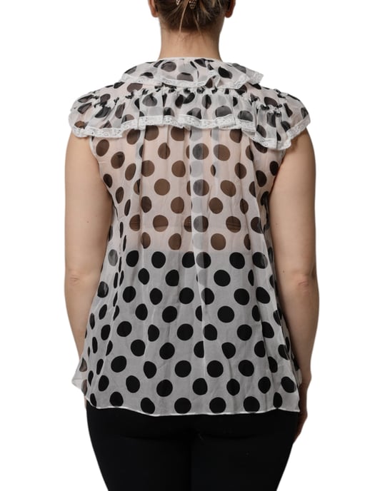 Blusa de Seda con Lunares y Cuello Volante - Image 4