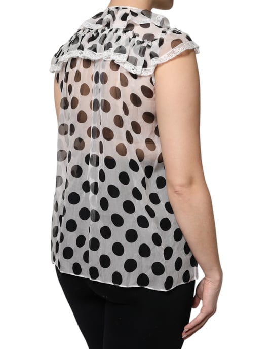 Blusa de Seda con Lunares y Cuello Volante - Image 5