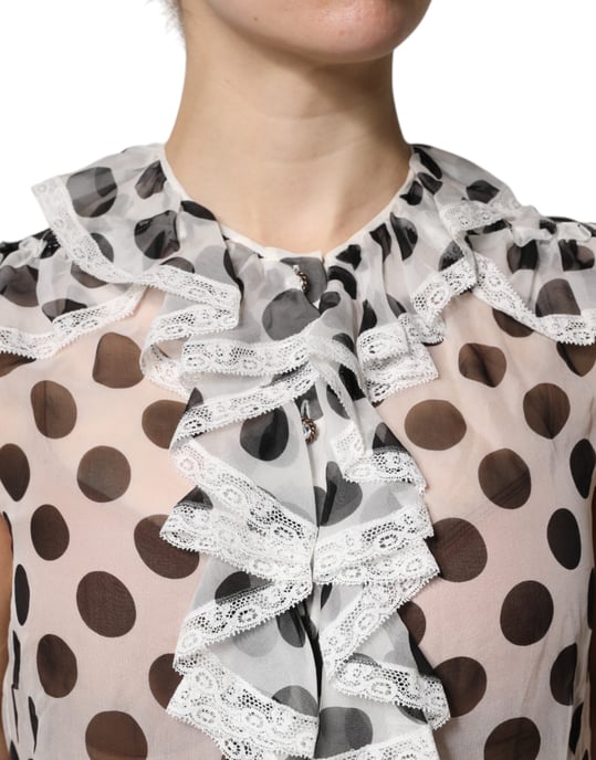 Blusa de Seda con Lunares y Cuello Volante - Image 6