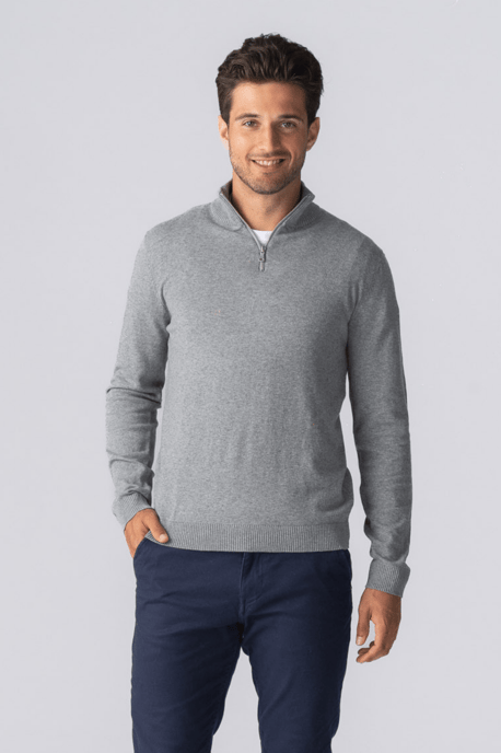 Jersey con media cremallera - Gris Melange - Image 1