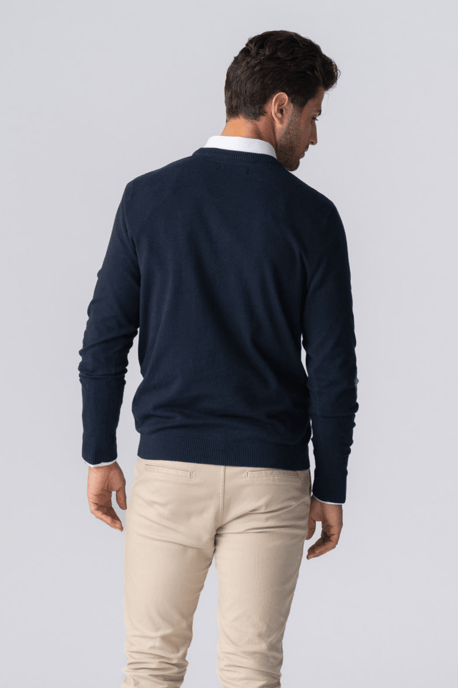 Jersey con cuello redondo - Azul marino - Image 4
