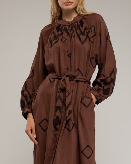 Vestido camisa con cuello mao y mangas anchas - Image 4