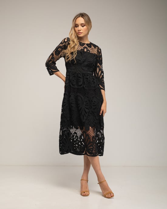 Vestido midi en encaje guipure - Image 1